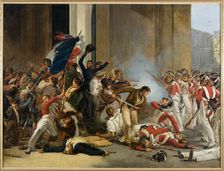Capture of the Louvre, July 29, 1830; massacre of the Swiss guards, c1832. Creator: Jean Louis Bezard
