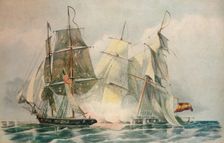Capture of the Spanish slave vessel Dolores by HM brig Ferret, 4 April 1816 1816. Artist: William John Huggins