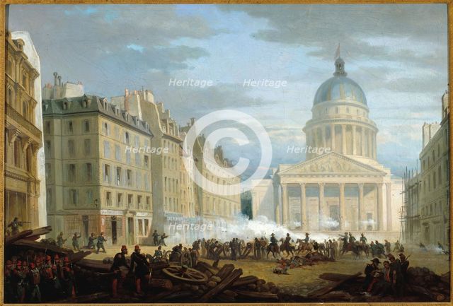 Capture of the Pantheon, seen from rue Soufflot, June 24, 1848, current 5th arrondissement, 1849. Creator: Unknown.