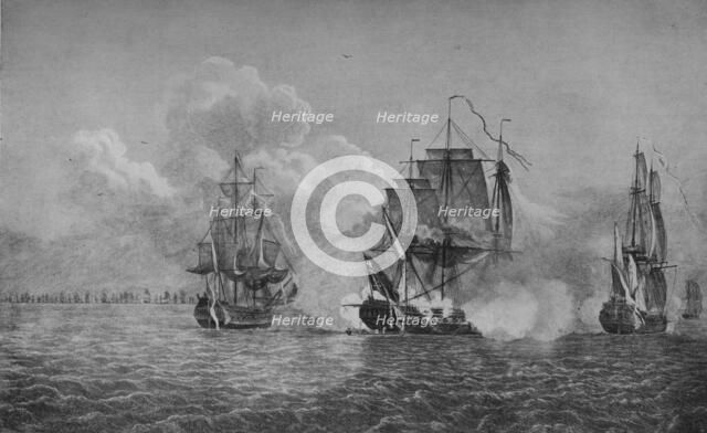 'Capture of the Thetis and Phenix', c1770. Artist: Dominic Serres.