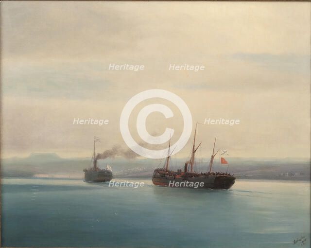 Capture of the Turkish Troopship Mersina by the Steamer Russia on 13 December 1877, 1877. Artist: Aivazovsky, Ivan Konstantinovich (1817-1900)