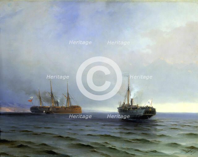 Capture of the Turkish military transport 'Messina', 13th December 1877.  Creator: Aivazovsky, Ivan Konstantinovich (1817-1900).