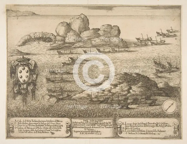 Capture of Two Galleys at Byserta, 1628. Creator: Stefano della Bella.