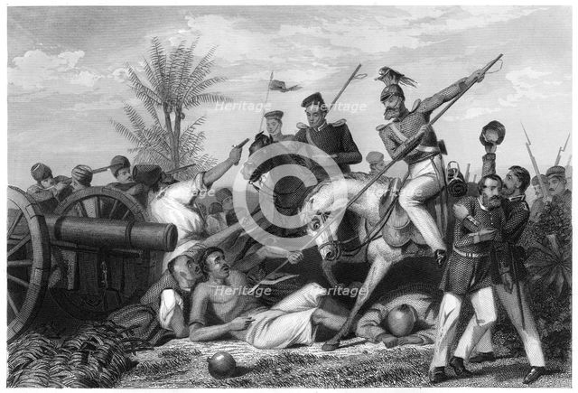 'Capture of a gun at Banda', 1858, (c1860). Artist: Unknown