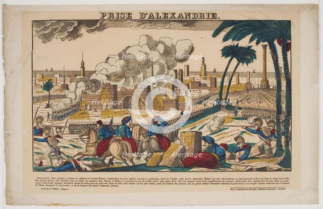 Capture of Alexandria by Napoleon on July 3, 1798, 1799. Artist: Imagerie d'Épinal, Vosges  