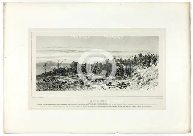 Capture of Bastion no. 9, from Souvenirs d’Italie: Expédition de Rome, published December, 1860. Creators: Hippolyte Lalaisse, Auguste Bry, Chez Frères Gihaut.