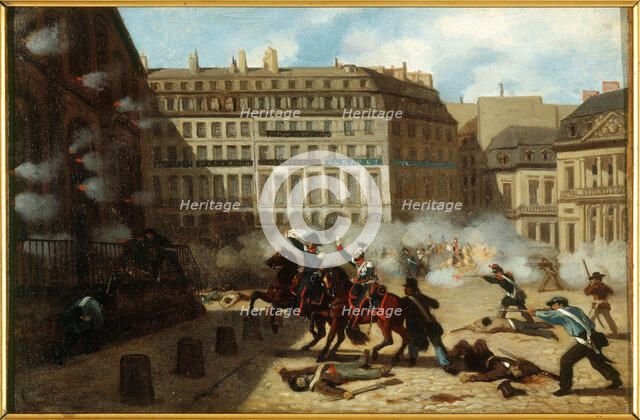 Capture of Chateau d'Eau, Place du Palais-Royal, February 24, 1848. Creator: Unknown.