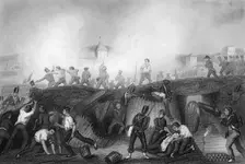 Capture of Ciudad Rodrigo, Spain, Peninsular War, 1812 (c1857).Artist: DJ Pound