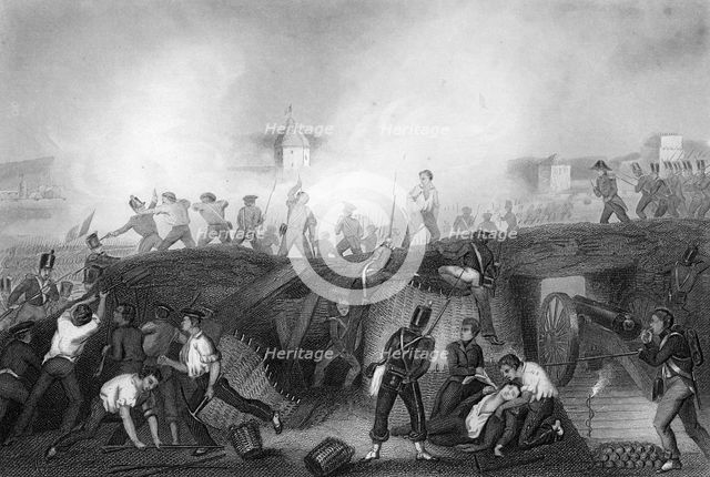 Capture of Ciudad Rodrigo, Spain, Peninsular War, 1812 (c1857).Artist: DJ Pound