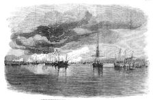Capture of French Folly Fort - Termination of the Action, and Blowing-up of Junks, 1857. Creator: Unknown