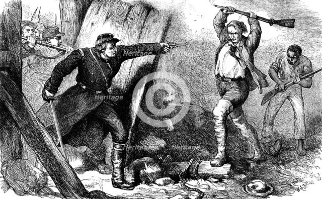 Capture of John Brown in the engine house, c1880. Artist: Unknown
