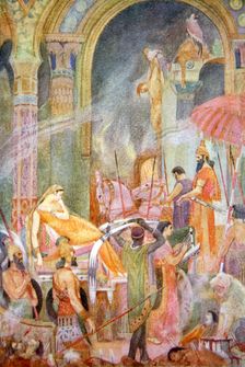 Capture of Sarrapanu by Tiglath-Pileser II 1916. Creator: Evelyn Paul