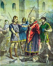 Capture of St Alphege, Archbishop of Canterbury, 1012 (mid 19th century)