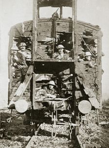 Captured German railway carriage, the Ancre, France, World War I, 1916
