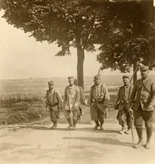 Captured German sharpshooter, Champagne, northern France, c1914-c1918