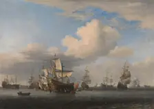 Captured English Ships after the Four Days Battle, c.1666. Creator: Willem van de Velde the Younger