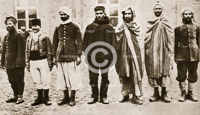 Captured French colonial soldiers in a German prison camp, World War I, c1914-c1918. Artist: Unknown