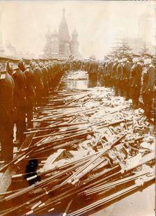 Captured Nazi flags outside Lenin's Mausoleum, Moscow, c1945. Creator: Unknown