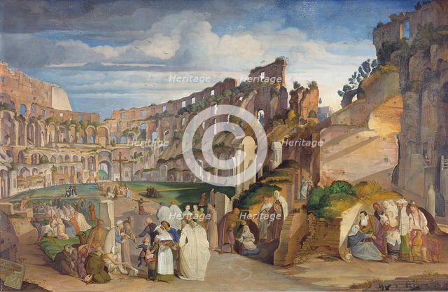 Capuchin Sermon at the Colosseum of Rome, 1822. Creator: Johann Anton Ramboux.