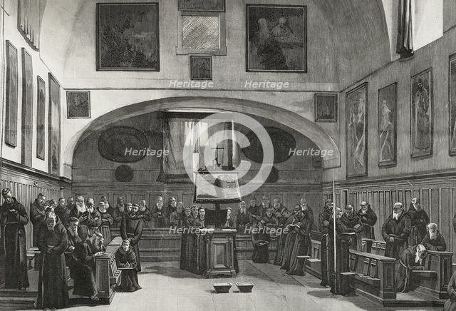 Capuchins in the choir singing vespers, 1898. Creator: Unknown.