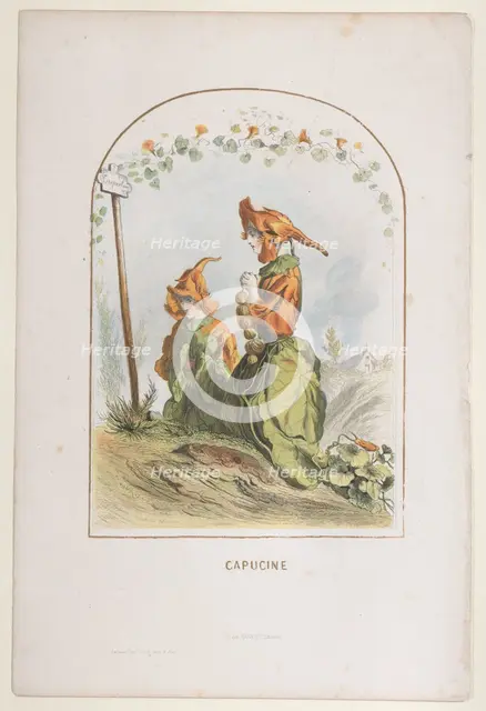Capucine, from Les Fleurs Animées, 1820-70., 1820-70. Creator: Charles-Michel Geoffroy.