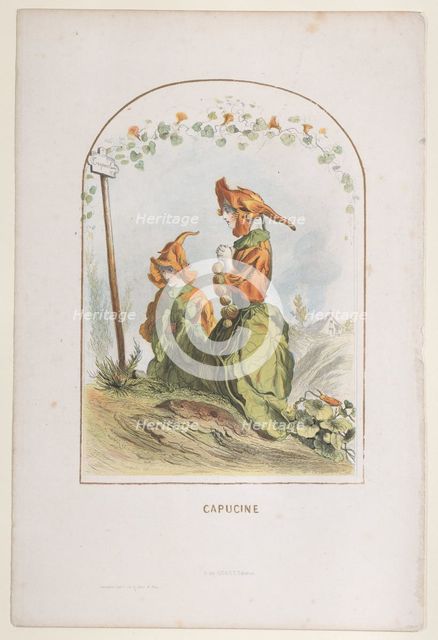 Capucine, from Les Fleurs Animées, 1820-70., 1820-70. Creator: Charles-Michel Geoffroy.