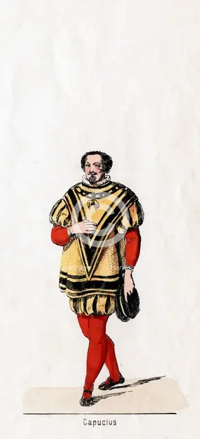 Capucius, costume design for Shakespeare's play, Henry VIII, 19th century. Artist: Unknown