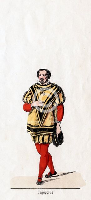 Capucius, costume design for Shakespeare's play, Henry VIII, 19th century. Artist: Unknown
