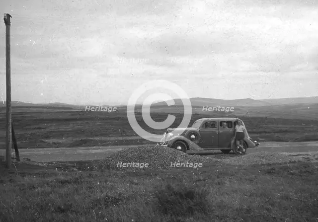 Car on Bodmin Moor, Cornwall, c1930s-c1940s(?). Artist: Unknown