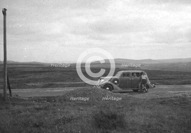 Car on Bodmin Moor, Cornwall, c1930s-c1940s(?). Artist: Unknown