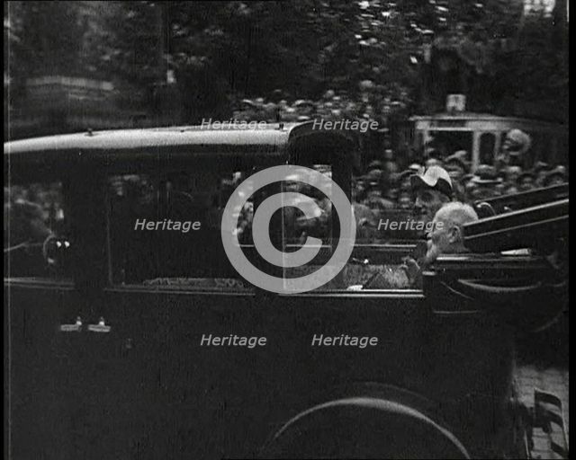 Car Driving Down a Road Containing Alexander I, His Majesty the King of Yugoslavia and..., 1934. Creator: British Pathe Ltd.