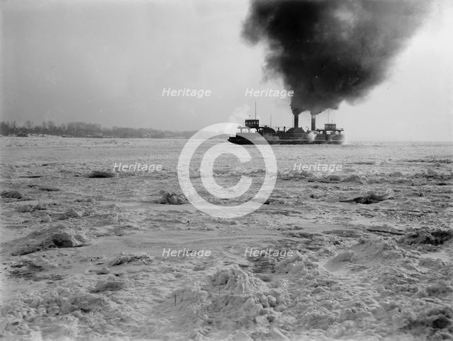Car ferry in the ice, between 1900 and 1905. Creator: Unknown.