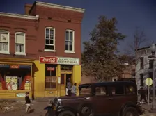 Car in front of Shulman's Market on N at Union St. S.W., Washington, D.C., between 1941 and 1942. Creator: Louise Rosskam