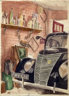 Car in garage, c1950. Creator: Shirley Markham