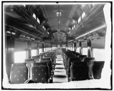 Car interiors, Chicago and Alton Railroad, buffet car, c1900. Creator: Unknown