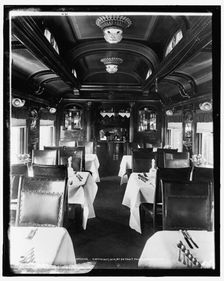Car interiors, dining car, Chicago and Alton Railroad, c1900. Creator: Unknown