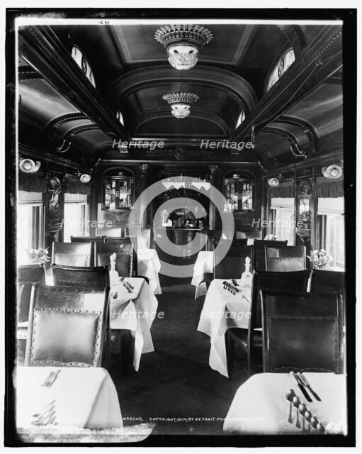 Car interiors, dining car, Chicago and Alton Railroad, c1900. Creator: Unknown.
