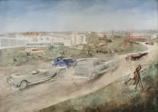 Car race, 1930. Artist: Williams, Pyotr Vladimirovich (1902-1947)