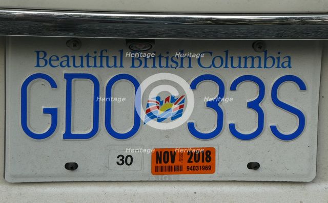 Car Registration plate, British Columbia, Canada. Creator: Unknown.