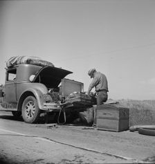 Car trouble on west side, Highway no33, San Joaquin Valley, 1938. Creator: Dorothea Lange