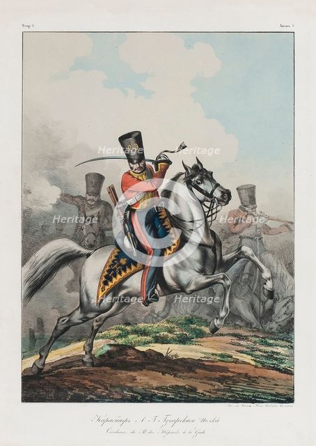 Carabinier of Hussar regiment, 1830s. Artist: Belousov, Lev Alexandrovich (1806-1864)