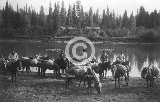 Caravan with Bread for the Expedition, Near the Ust'-Kabyrza Ulus, 1913. Creator: GI Ivanov.