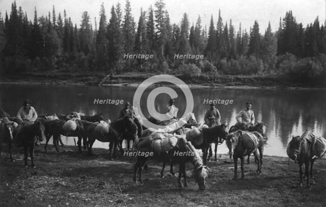 Caravan with Bread for the Expedition, Near the Ust'-Kabyrza Ulus, 1913. Creator: GI Ivanov.