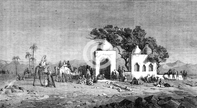 "Caravan Arriving At A Well Near Thebes, Egypt," Mrs Roberton Blane, Female Artists Exhibition, 1864 Creator: Unknown.