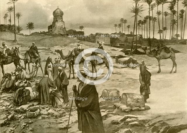 Caravan at Mît-Rahîne, 1898.  Creator: Christian Wilhelm Allers.