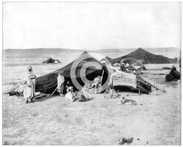Caravan camp, Sahara Desert, late 19th century. Artist: John L Stoddard