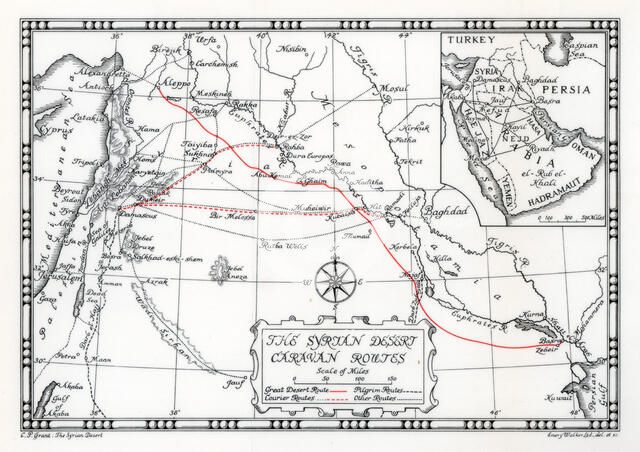 Caravan, courier and pilgrim routes in the Syrian desert, 1937. Artist: Emery Walker Ltd