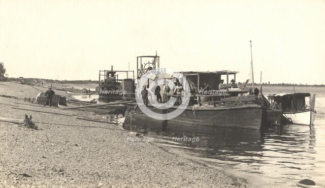 Caravan of a survey party near the bank of the Zeya River, 1909. Creator: Vladimir Ivanovich Fedorov.