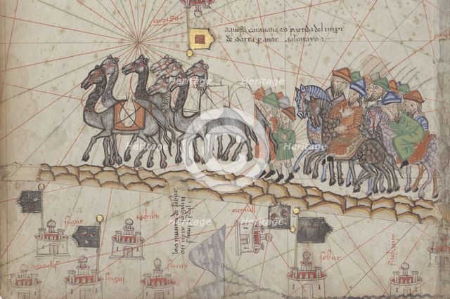 Caravan on the Silk Road. Detail from the Catalan Atlas.