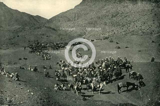'Caravan Passing Through the Khyber Pass', 1901. Creator: Bourne & Shepherd.